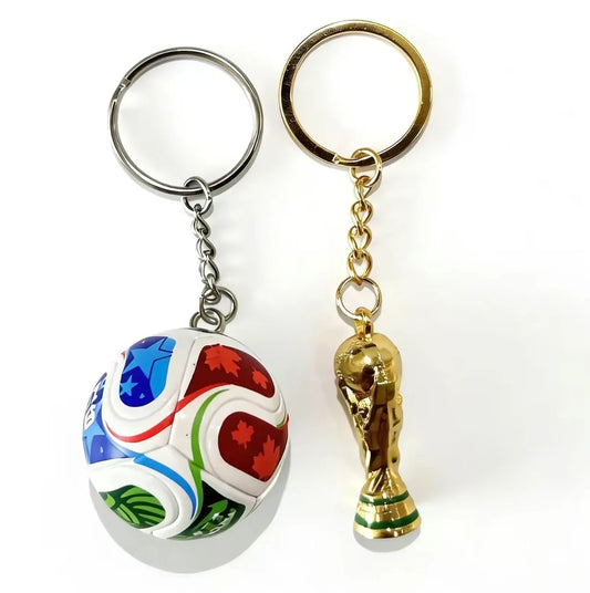 Golden Soccer Trophy Keychain